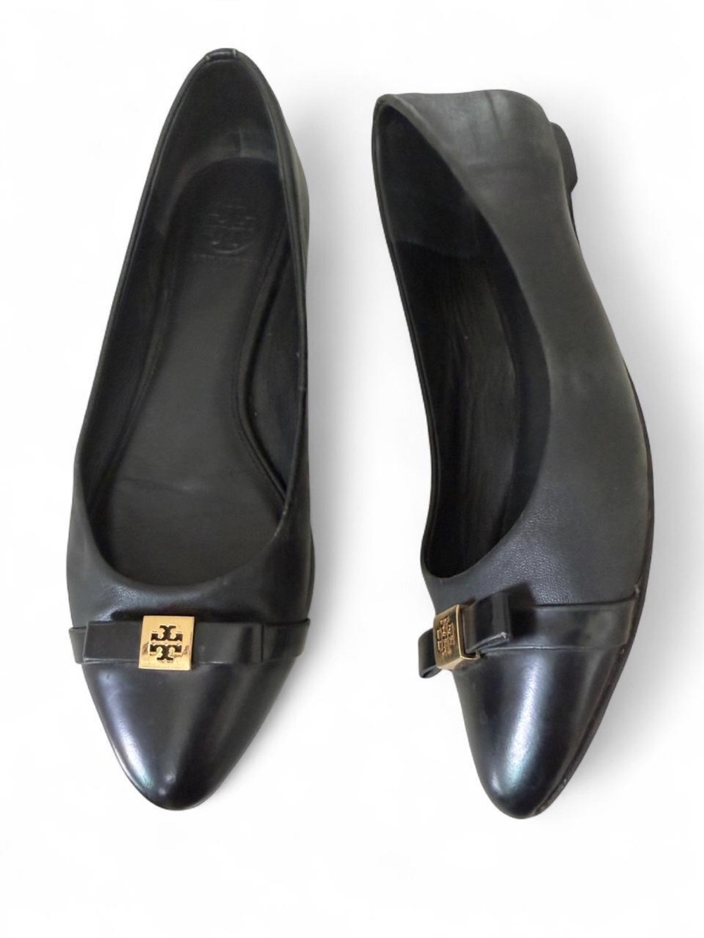 Tory Burch Hugo Ballerina Flats Black Ballet Shoe Pointed Toe Bow Flat size 6
